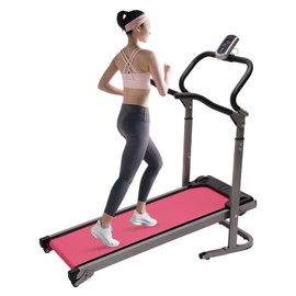 Folding Treadmill with Incline for Home with LED Monitor, Running Jogging Walking Exercise Machine with Long Handrail Compact Foldable Treadmill for Home/Office Gym Cardio Fitness (Pink)