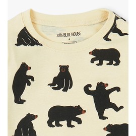 Little Blue House Unisex-Kids Long Sleeve Printed Pajama Set, Black Bears On Natural, 8 Years