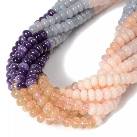 Unbranded 04-Multi-color Gemstone Smooth Rondelle Beads Size 5x8mm 15.5'' Strand