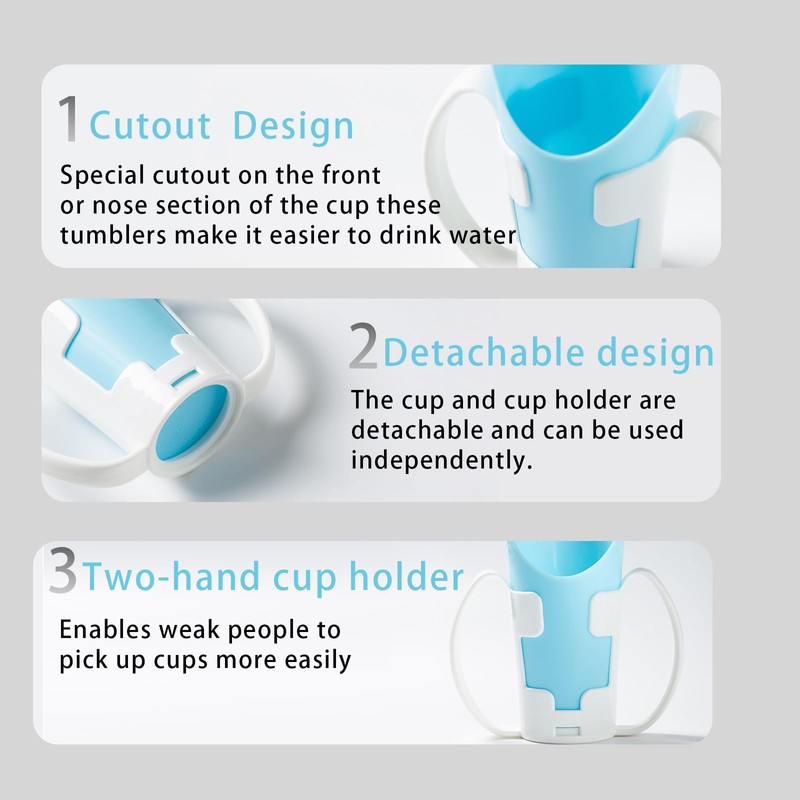 JFGLORIX Nosey Cups with Holder 8.7oz,Elderly Care Cups for Physical