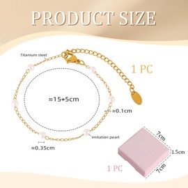 Nayyana Pearl Bracelet, 18K Real Gold Plated Women's Gold Beads Bracelet, Gold Bracelets, Adjustable Pearl Bracelet for Bridesmaid, Wedding, Prom, Girls, Pearl Jewellery