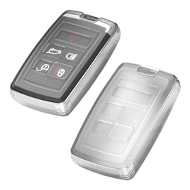 TANGSEN Smart Key Fob Case Cover Compatible with Land Rover Range Rover Sport Evoque Vogue Velar Discovery 5 Button Keyless Entry Remote TPU Transparency Frosted Key Shell