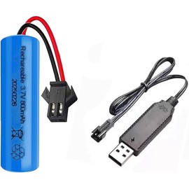 GROPOW 3.7V 800mah Li-ion Battery with USB Chargers SM-2P Plug RC Rechargeable Battery Compatible with Chiken Coop Door
