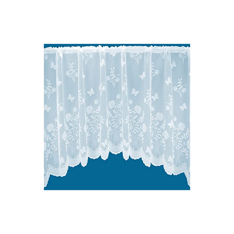 Country Garden Butterfly Jardiniere Arched Floral Pattern Net Curtains In