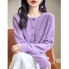 Chanyarn Women's Crew Neck 100% Merino Wool Cardigans 2024 Spring