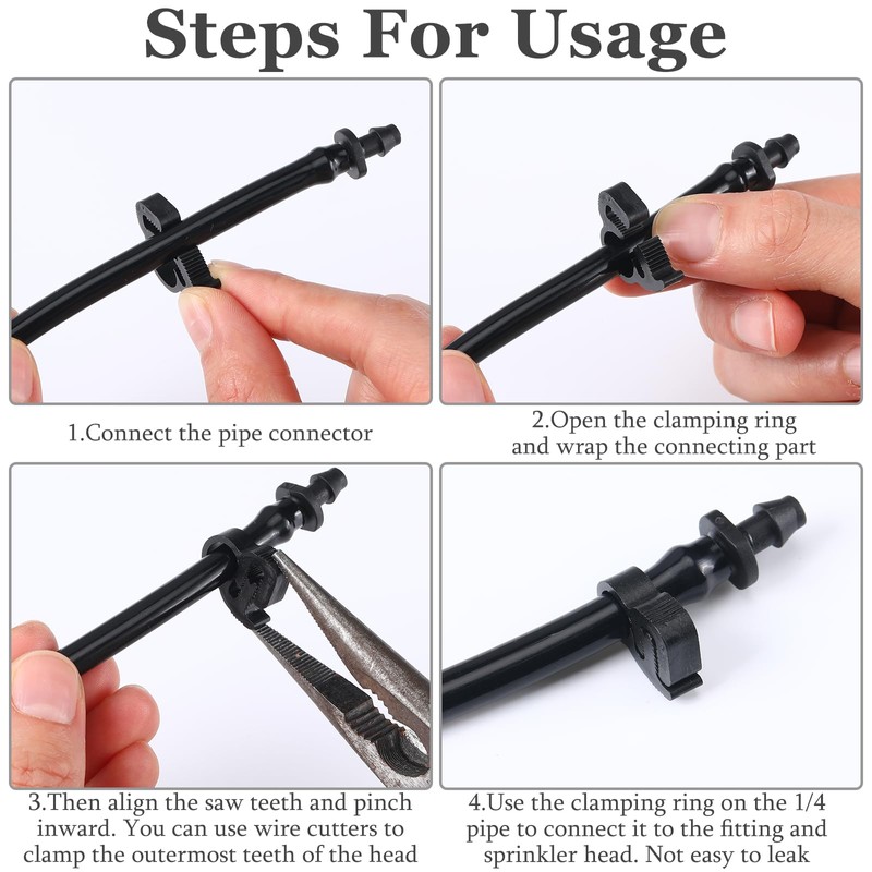 DaisyInner 25 Pcs 1/4" Irrigation Hose Clamps Double Gripping Nylon