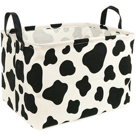 KUNRO Rectangle Toy Bin Waterproof storage organizer for Nursery Hamper Home decor Closet Kids Bedroom Laundry Baby Gift Shelf Baskets(Cow pattern)