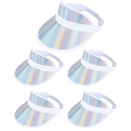 5 Pack Sun Visors Hat Womens Uv Protection Cap Hats for Men Reflective Sport Visors Sunhat Beach Golf Party (Silver)