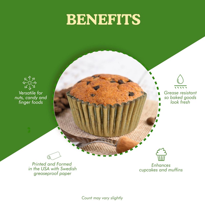 Regency Wraps 40-Count Greaseproof Baking Cups, Standard, Gold Matte