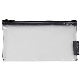 Fashion Stationery Clear Pencil Case for Exams Small See Through Plastic Transparent Slim with Black Zip for Secondary School GCSE Exam Pencil Cases Teenagers Boys and Girls