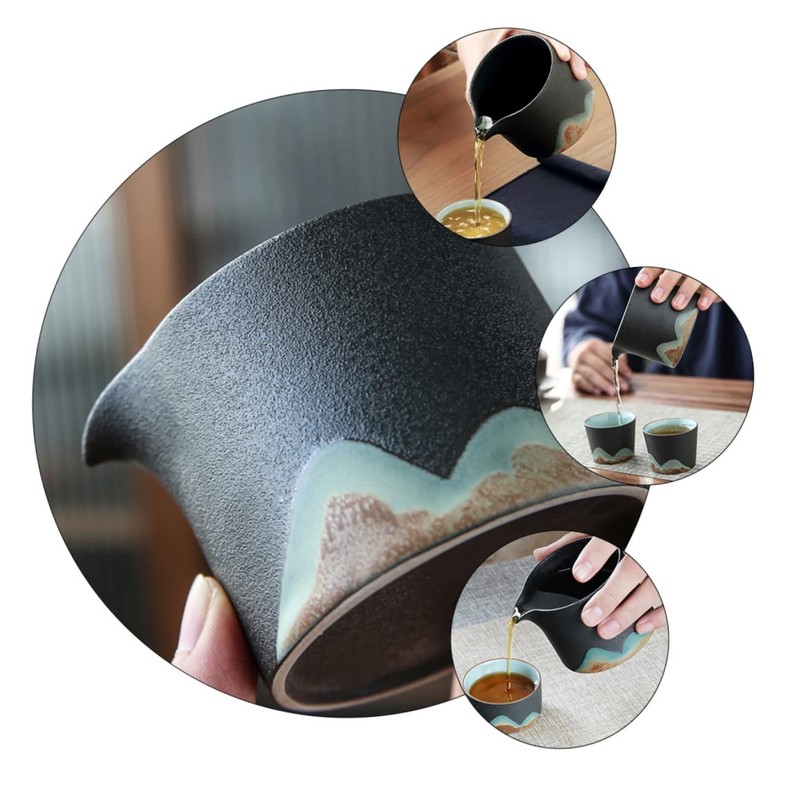 GRIRIW Japanese Style Black Pottery Tea Set Tea Pitcher Patterns