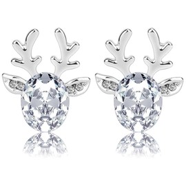 Reindeer Faceted Crystal Christmas Stud Earrings Womens Girls Jewellery Secret Santa Stocking Filler (Sparkly Pink Snowflakes)