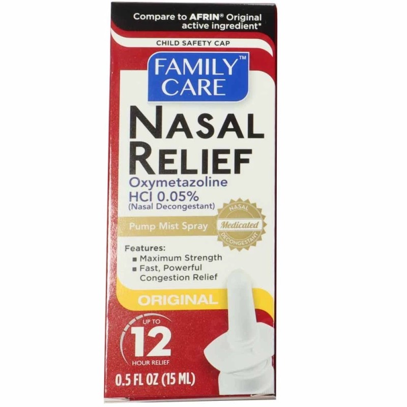 Family Care Nasal Relief 12 Hour Pump Mist Spray Oxymetazoline