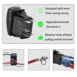 BACAUTOPARTS - Interruptor basculante LED azul con cables de puente de 5 pines, interruptor de palanca SPST para ARB/Carling/NARVA 4x4 caravana UTV RZR Can-Am Commander 12V/20A 24V/10A