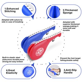Taekwondo Kick Pads 2PK, Karate Martial Arts Training Equipment Kicking Target Pad, Double Strike Boxing Pads for Kids Youth Adult (Blue&Red)