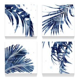 Leaf Canvas Picture Wall Decor: Botanical Art Succulent Prints, Perfect Artwork for Bathroom and Living Room, Size 16"x16"