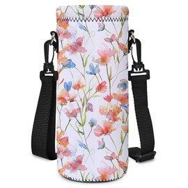 RICHEN Neoprene Water Bottle Carrier Bag with Adjustable Shoulder Strap,Insulated Water Bottle Cover for 500ml/16oz Stainless Steel/Glass/Plastic Bottles Bottles (BC-52,500ML)