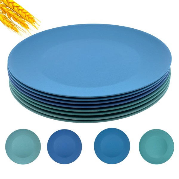 WEXINHAO 10 inch Wheat Straw Plates, Unbreakable Flat Dinner Plates