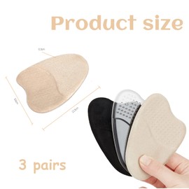 WOOXDYUK 3 Pairs Metatarsal Pads for Women, Forefoot Pads for Women, Anti-Slip Foot Pads for Open Toe Shoes, Bunion Cushion, Shoe Pads, Heel Pads, 3 Colors