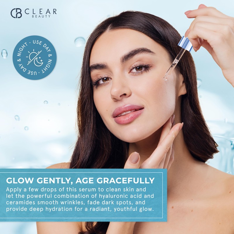 Clear Beauty Hyaluronic & Ceramide Facial Serum - Dermatologist Tested,