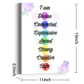 Chakra Wall Art Canvas,Patient 7 Chakra Quotes Sign Canvas Prints Framed Wall Art for Yoga Room Home Wall Décor,Gifts for Yoga Lover