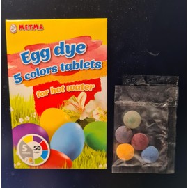 5 Pieces, Red, Purple, Yellow, Green, Blue, Warm Colours, Dye Tablets, Eggs, Easter, Multicoloured