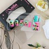 24Pcs Summer Press on Nails Short Summer Palm Tree Fake