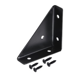 sourcing map 2 Pieces Angle Corner Brackets Black 66mm x 66mm 90 Degree Angle Connectors Rolled Steel Braces Shelf Bracket Heavy Duty Metal Wall Brackets for Storage Shelf Bookcase