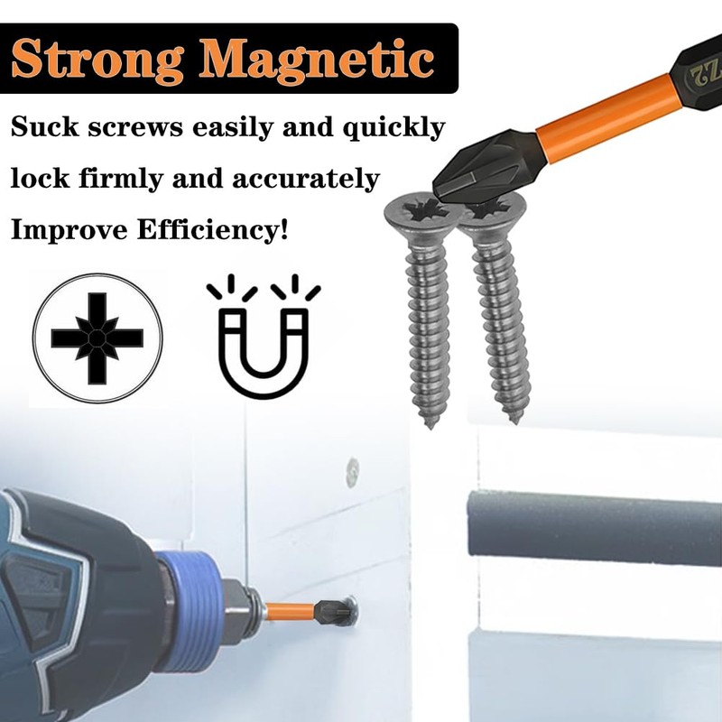 Saipe 10PCS Magnetic PZ2 Pozi Screwdriver Bit Set Quick Release