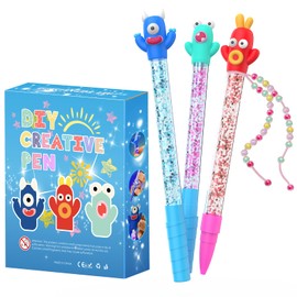 BIFYONF Create Your Kids Fashionable DIY Pens for Children, 3 Sparkly Pens–Perfect Birthday Gifts Ideas for Girls boy 4、5、 6、7、8、9+Year Old Art and handicrafts