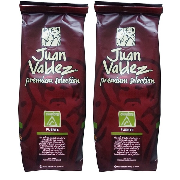 Juan Valdez Cumbre, Fuerte (strong) - Ground Colombian Coffee, Premium Selection, 17.6 oz (8.8 oz - 2pack)