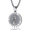 Stainless Steel Saint Christopher Shield Necklace Patron Round Medal Pendant