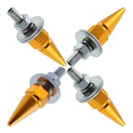 Meibaolin Spike License Plate Bolt 4 Pcs Decorative License Plate Screw Fasteners Kit Aluminum Alloy Fit Most Cars Truck Motorcycle Modified Vehicle Accessories (Gold)
