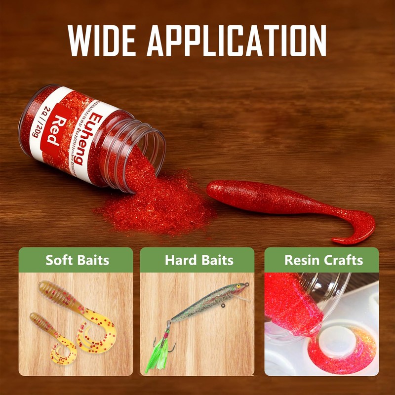 Eupheng 0.025" 6 Colors Glitter for Soft Plastic Lure Making,