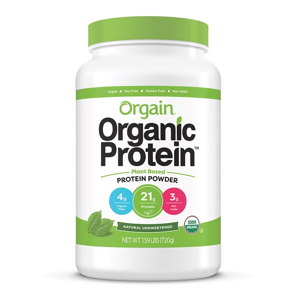 Orgain Organic Plant Based Protein Powder, Natural Unsweetened - Vegan,