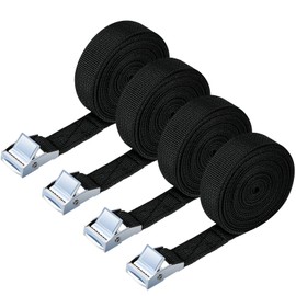 URAQT Lashing Strap Mounting Strap, Pack of 4, 150 kg, 3 Metres, Ratchet Lashing Strap, Width 20 mm, Lashing Strap, Adjustable Mounting Straps with Clamping Lock for Transport, Cargo, Luggage,