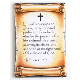 Hebrews 12:2 Bible Verse Fridge Magnet (2 x 3 inches)