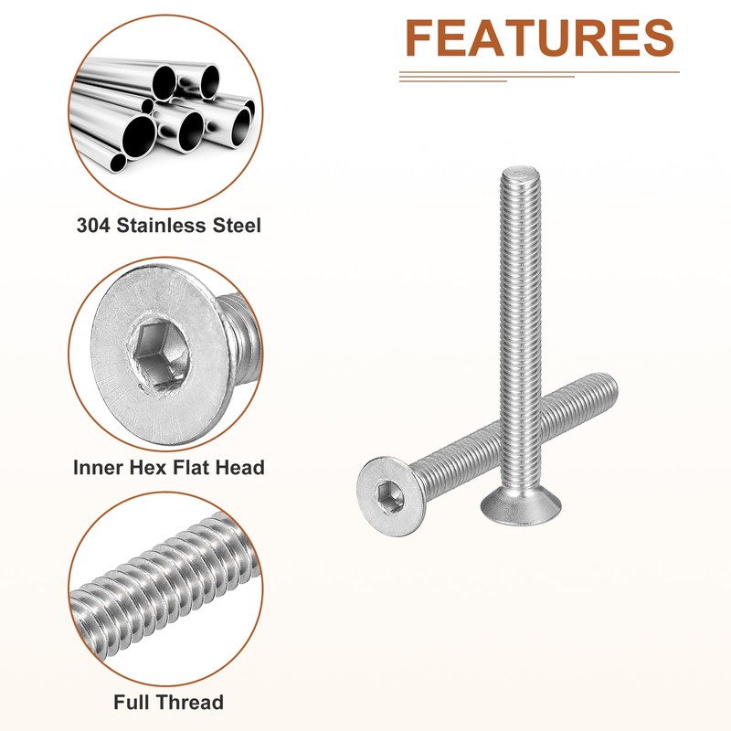 DTGN M8-1.25 x 70mm Flat Head Socket Cap Screws, 10