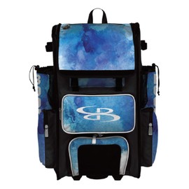 Boombah Superpack Hybrid Rolling Bat Bag - Solace Bat Pack White/Black/Cyan - Wheeled & Backpack Version