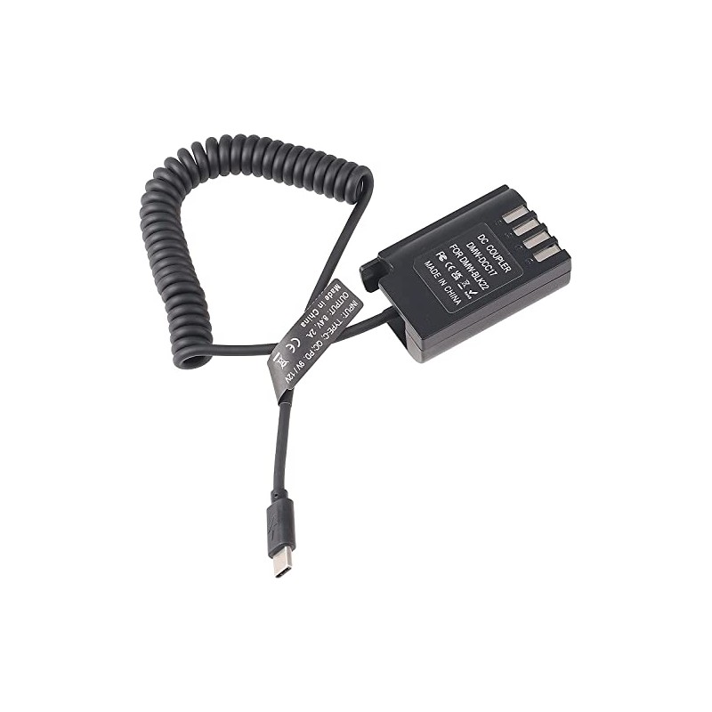 Hersmay USB Type-C to DMW-BLK22 Dummy Battery Power Adapter for