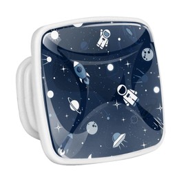 FangJianBei 4 Pcs Square Cabinet Handle Cupboard Fluorescence Knob Glowing in The Dark Drawer Pulls Handle Spaceship Rocket Moon Drawer Knobs with Screws Furniture Decor