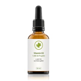 Vitamin D3 Drops 50 ml (Cholecalciferol) - 1,000 IU per Drop/27,000IU per ml - Purified MCT Oil from Coconut Oil with Tocopherols - No Additives and Additives