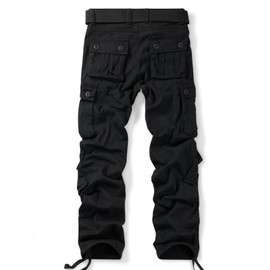 OCHENTA Men's Cotton Casual Cargo Work Military Tactical Combat Army Pants with 8 Pockets Black 30