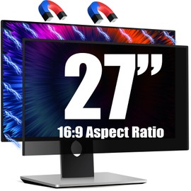 Magnetic Invisible Hidden Design Computer Privacy Screen Filter 27 Inch for Frameless Monitor 16:9 Aspect Ratio, Removable Anti Glare Blue Light Protector, Double Sided Reversible Eye Care 27in Film