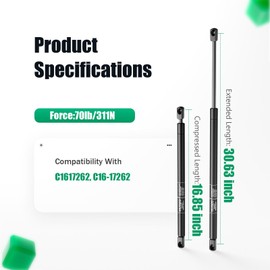 HUOPO C16-17262 30 inch 70lb/311N Gas Strut Shocks Spring Lift Support for Tonneau Cover Camper RV Bed Basement Storage Doors Hatch Boat Lid Tool Box Custom Window Tanning, C16 17262,Set of 2