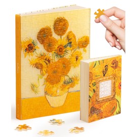 PieceRelax A5 3D Puzzle Journal for Adults, 300 Piece Plastic Jigsaw Book Cover (Includes Notebook) - Van Gogh - Sunflowers, Unique Gift [YA1064]