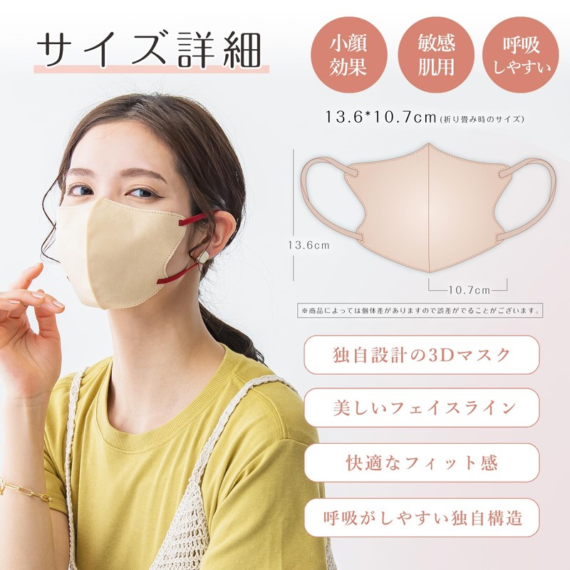 [汐詩威　ＳｅａＳｗｉｍ] cicibella シシベラマスク 60枚 小顔 立体マスク 不織布 チークマスク カラーマスク 使い捨て