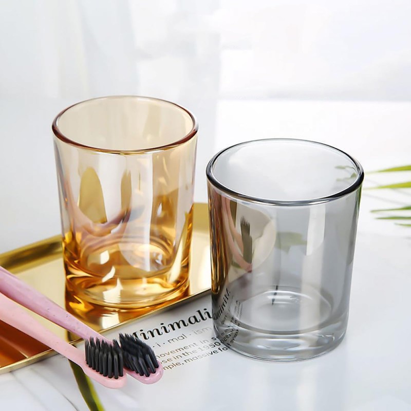 Gaolinci 2 Pcs Classic Clear Cylindrical Glass Mouthwash Cups, Bathroom