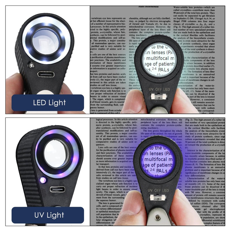 JuviPerpric Loupe Magnifier 15X Rechargeable Mgnifie with LED and UV