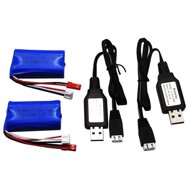 Blomiky 7.4V 2S 600mAh Li-ion Rechargeable Battery with JST Plug
